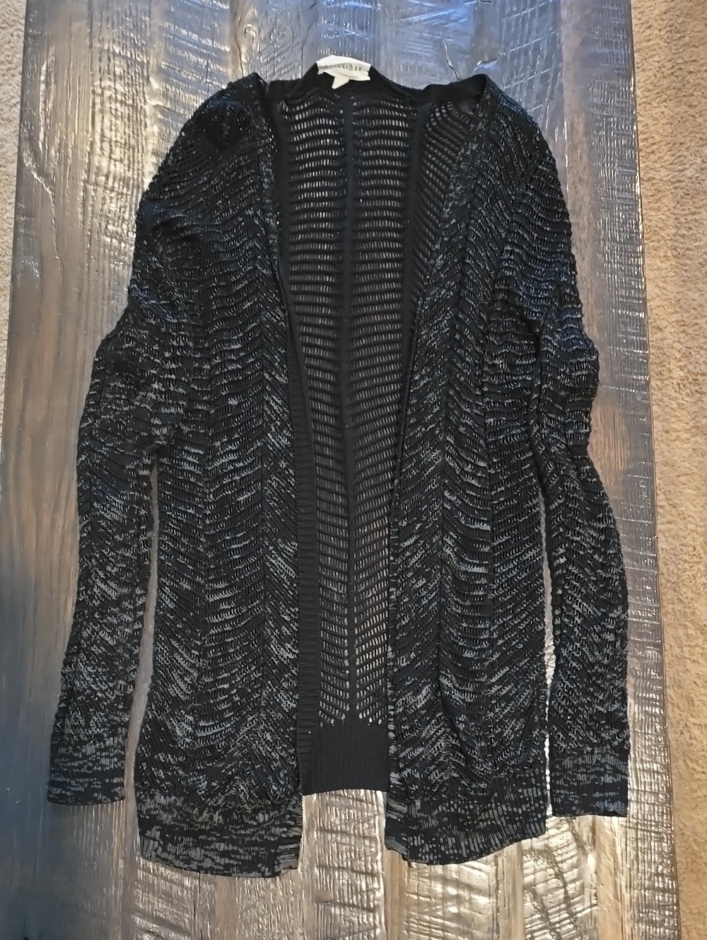 Olive & Oak Black Open-Weave Cardigan